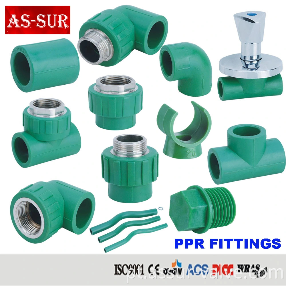 PPR Inserir ajuste de tubo de tubo de latão